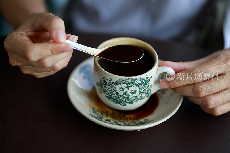 Malaysia's traditional local black coffee served in vintage cups